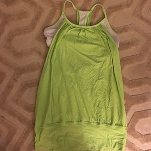 Green lululemon top with built in bra